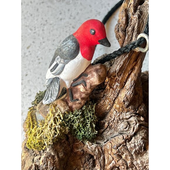 Handcrafted Loon Bird Sculpture Wind Chime With Ceramic Leaves & Natural Driftwo - Picture 13 of 16